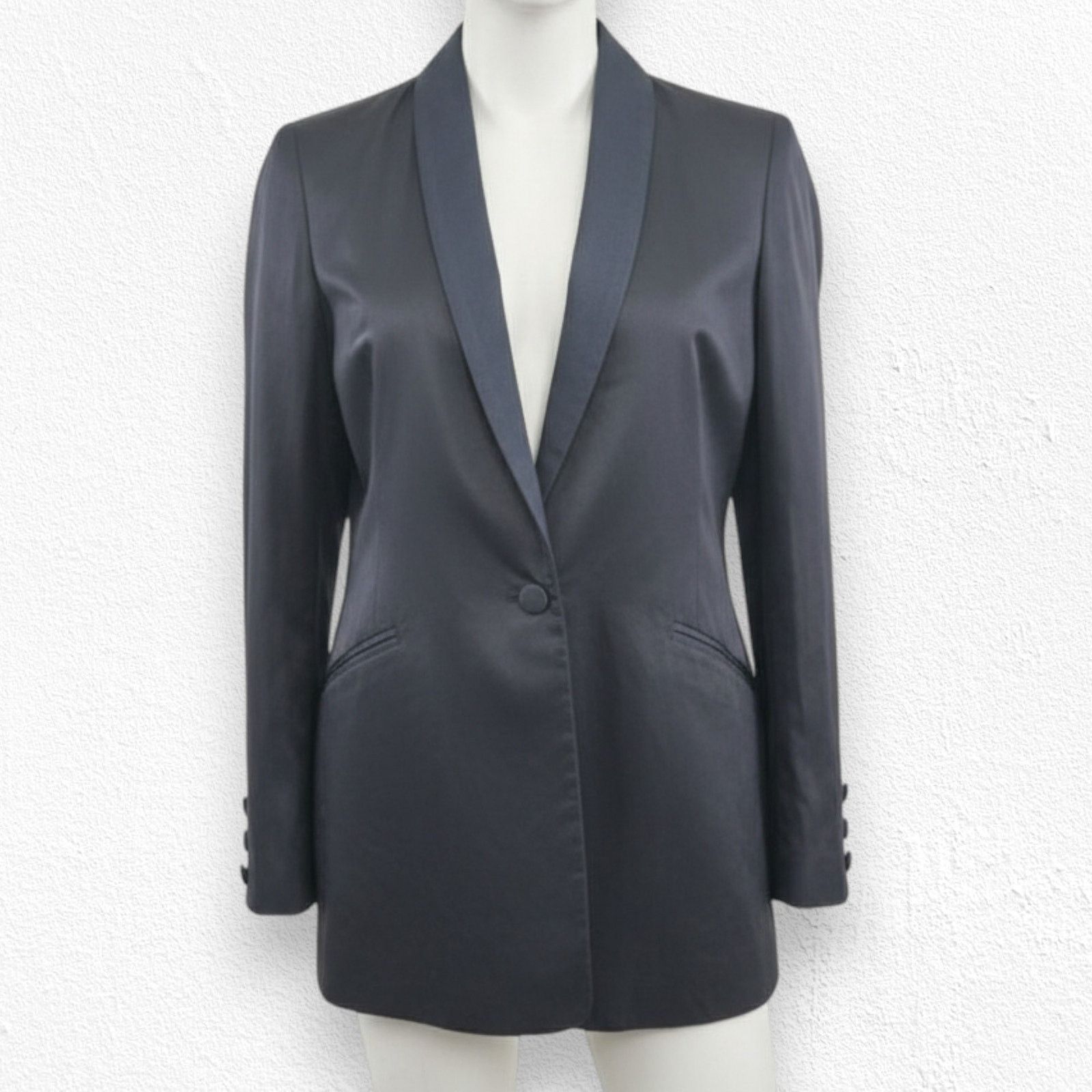 Free People Black Tencel Linen Blend Blazer Jacket Size Medium Size M / US 6-8 / IT 42-44 - 3 Thumbnail
