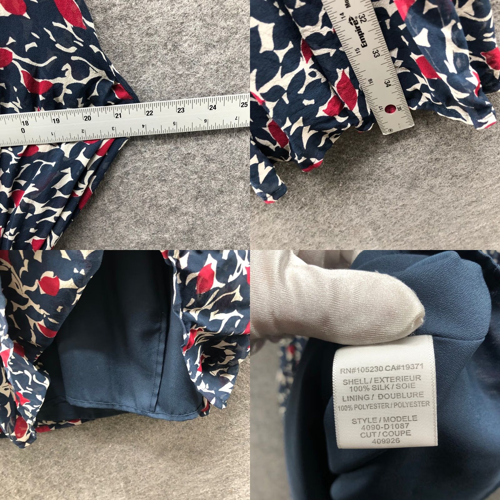 Joie VINTAGE? No. Joie 100% Silk Blouson Dress Womens S Navy Blue Red Floral Sleeveless Dolman Size S / US 4 / IT 40 - 8 Thumbnail
