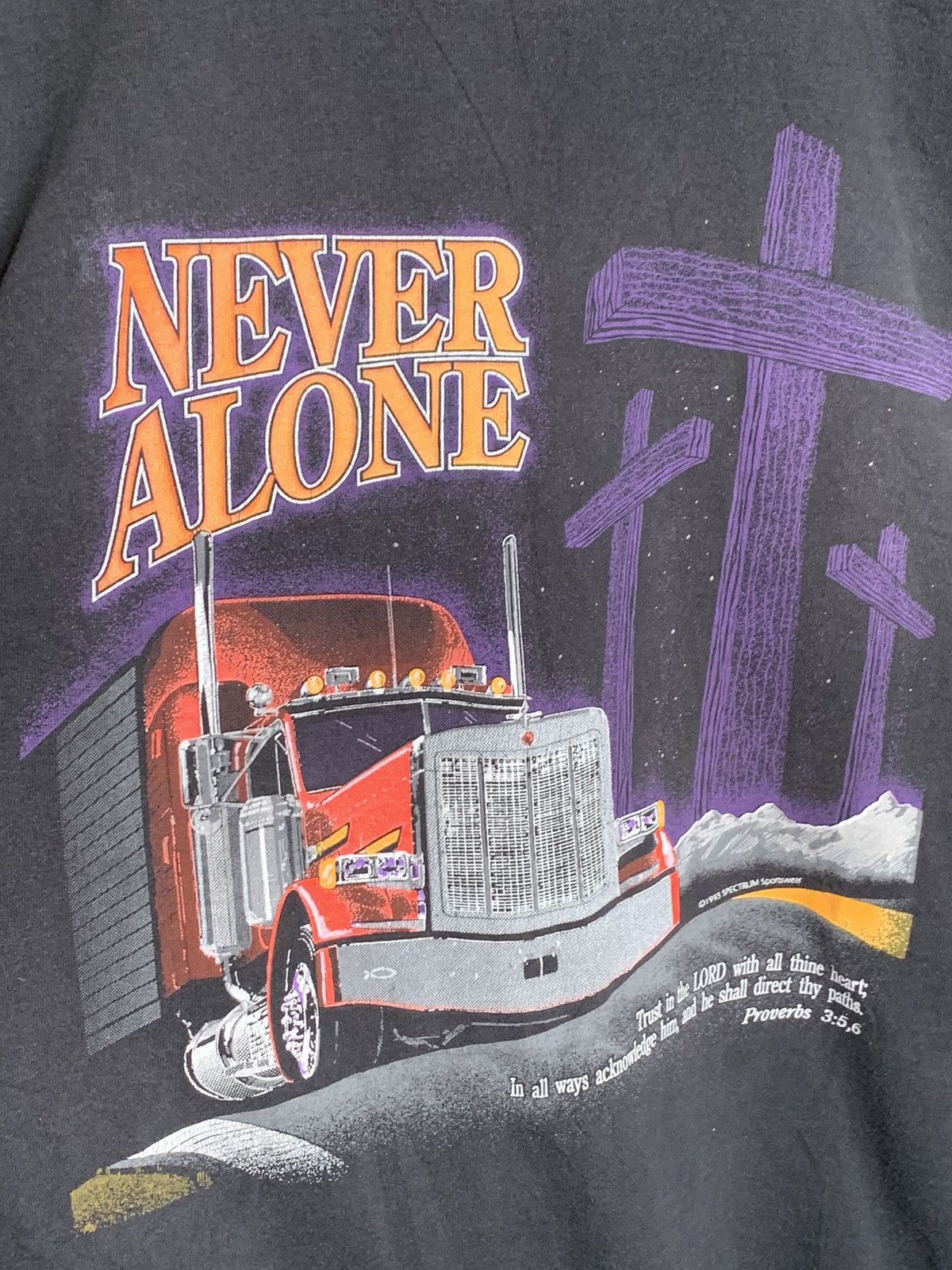 Vintage RARE* Vintage 1993 Never Alone Jesus Trucker Christian Shirt Size US XL / EU 56 / 4 - 3 Thumbnail