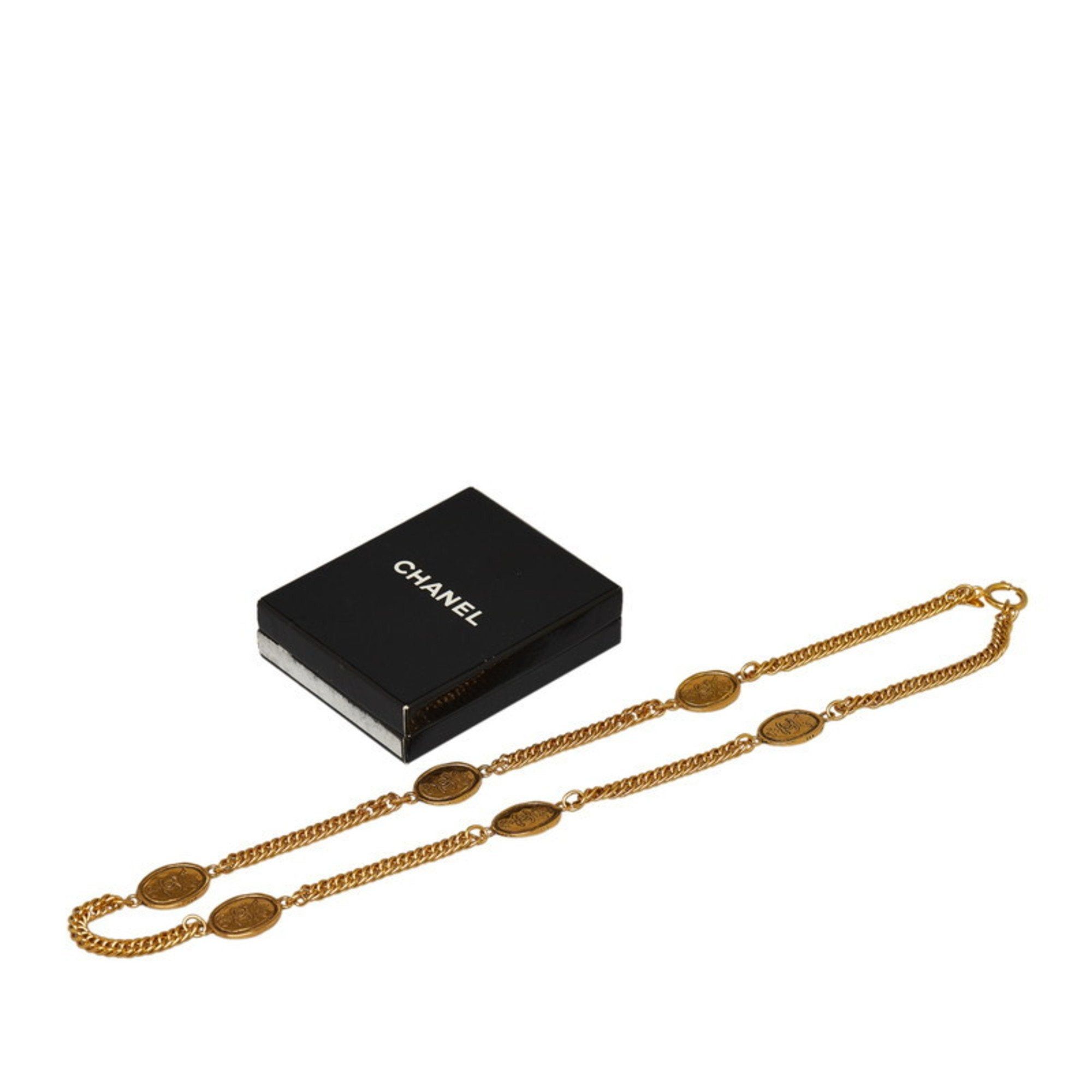 image of Chanel Cocomark Crown Necklace Gold Plated Ladies, Women's
