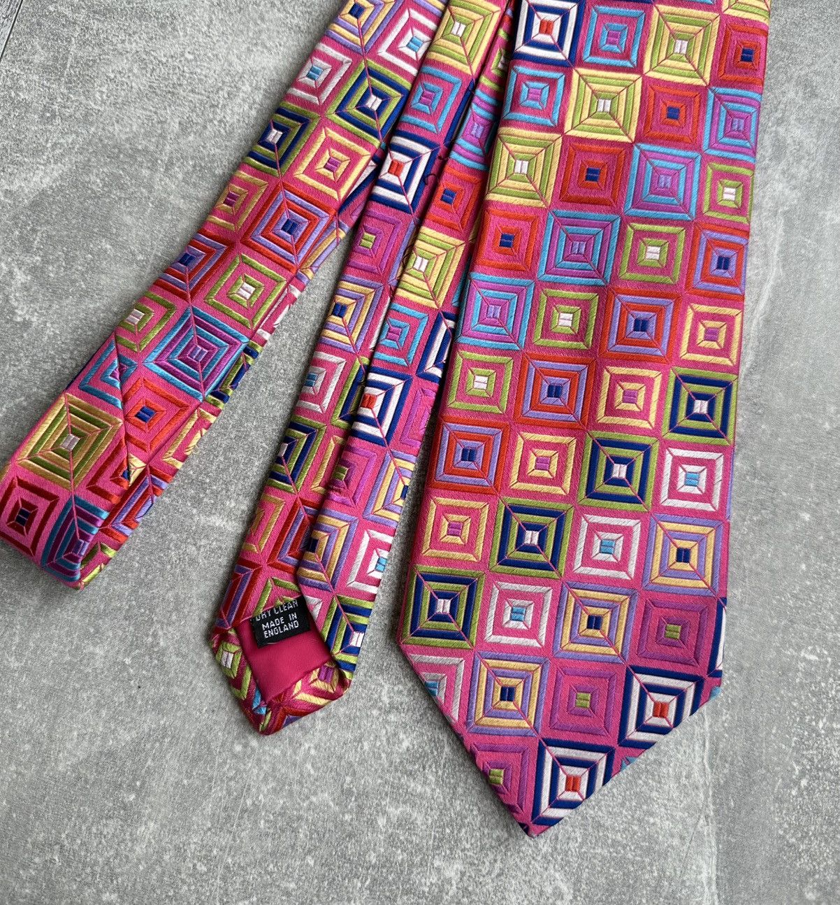 Duchamp Duchamp London Mens Silk Tie Bold Geometric Square Pattern Size ONE SIZE - 2 Thumbnail