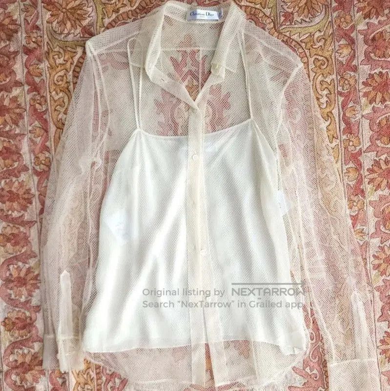 Dior Dior Sheer White Long Sleeve Cropped Shirt . Size XS / US 0-2 / IT 36-38 - 7 Thumbnail