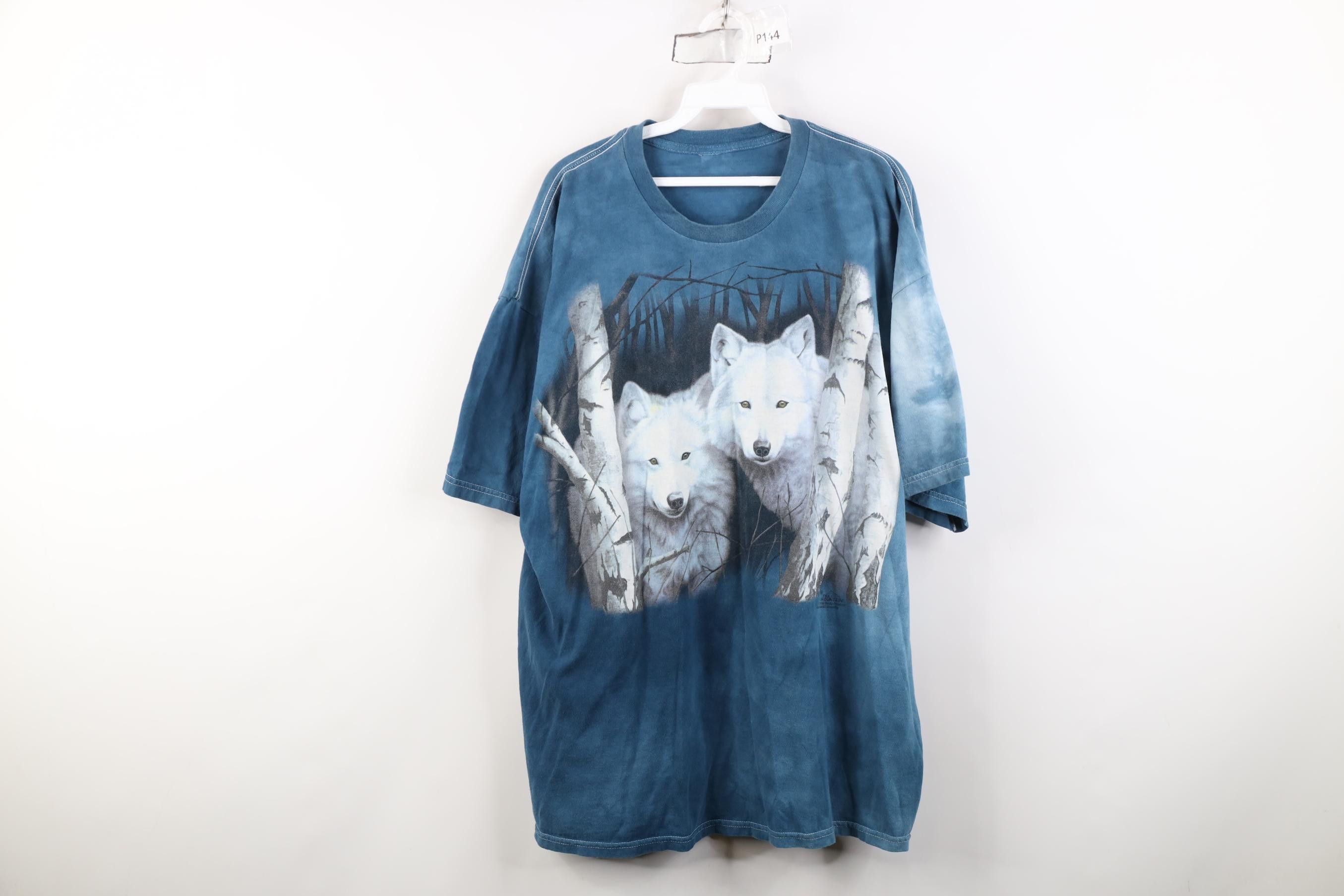 Vintage Vintage 90s Streetwear White Wolf Acid Wash T-Shirt Blue Size US XXL / EU 58 / 5 - 1 Thumbnail