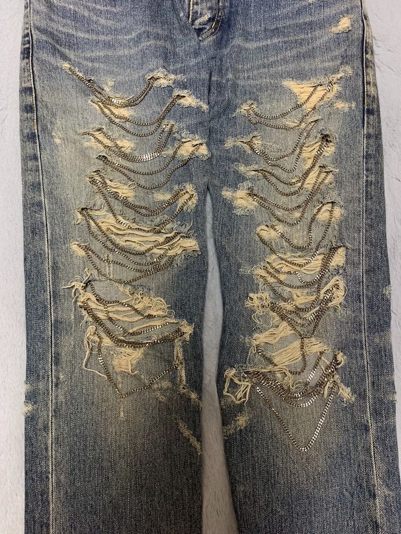 Saint Laurent Paris Saint Laurent Paris Saint Laurent Blue Distressed Denim Pa Size US 29 - 3 Thumbnail