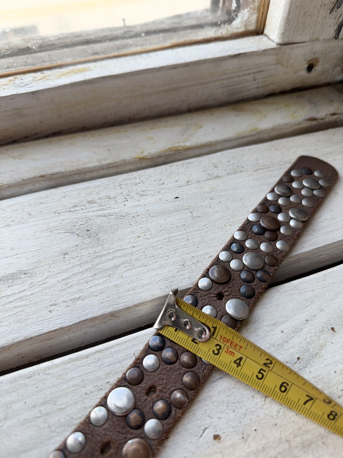 Leather Vintage Japanese Leather Punk Emo Rock Goth Y2K Drill belt Size ONE SIZE - 11 Thumbnail
