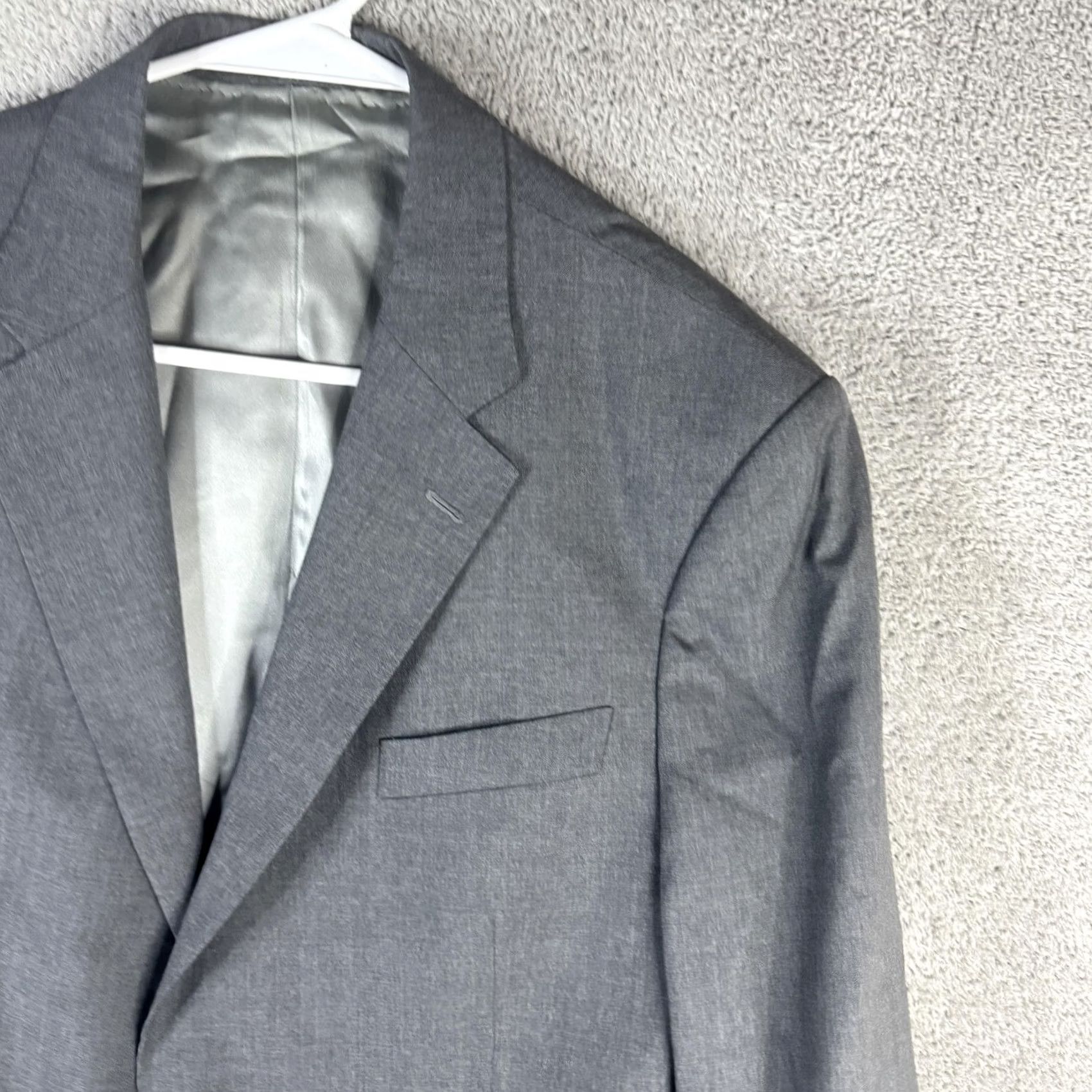 Vintage Vitale Barberis Canonico Gray Wool Blazer Mens L Notch Lapel Single-Breasted 4-Button Cuffs Classic Fit Jacket Size 42R - 4 Thumbnail