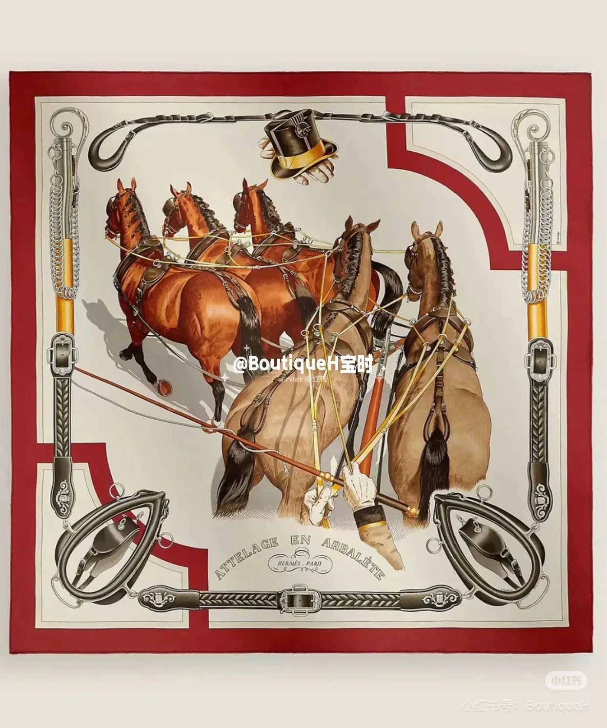 Hermes HERMES Horse Harness 90x90 Scarf 26SS New w/Box Size ONE SIZE - 4 Thumbnail