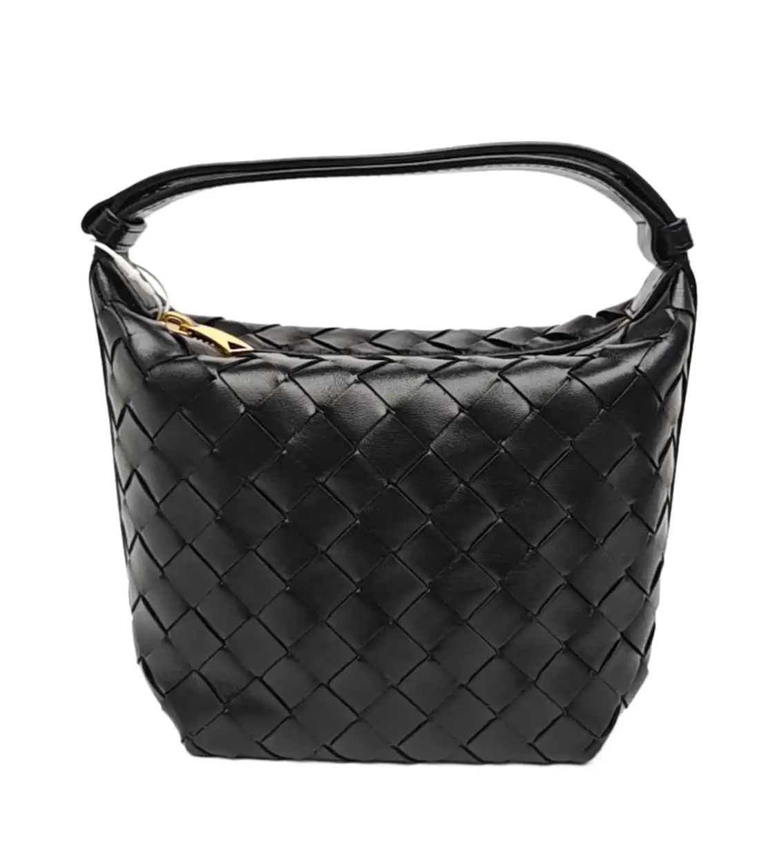 Bottega Veneta BOTTEGA VENETA Candy Wallace micro black cowhide leather woven handbag gold hard Size ONE SIZE - 1 Thumbnail