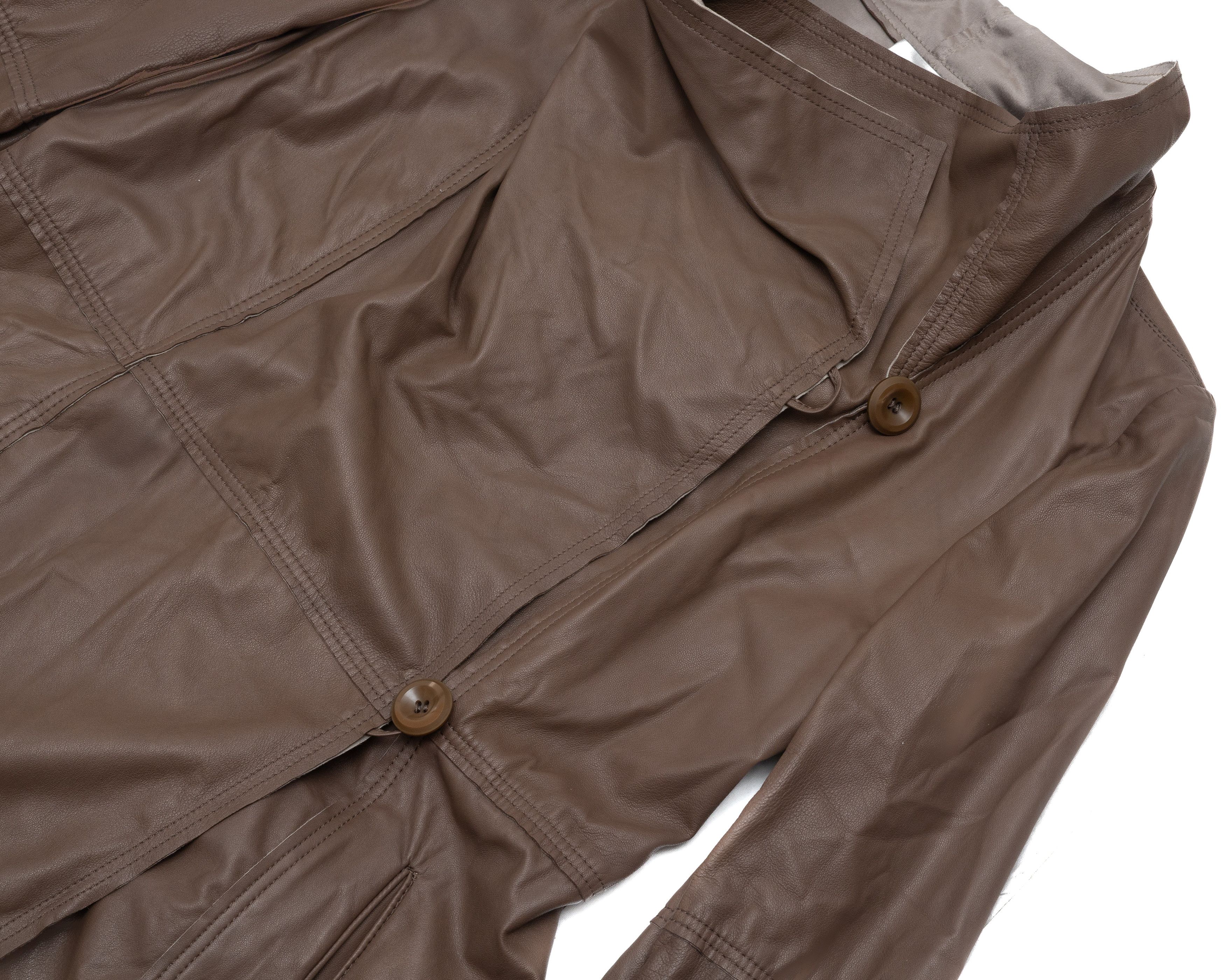 Armani Collezioni Rare ARMANI COLLEZIONI SS 2008 Leather Asymmetric Coat Size S / US 4 / IT 40 - 5 Thumbnail