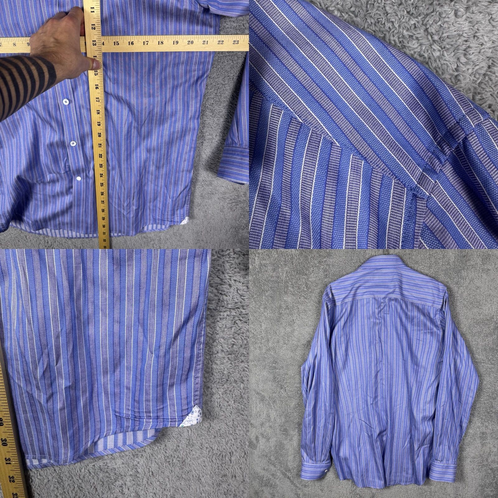 Robert Graham Robert Graham X Dress Shirt Mens 16 Steel Blue Striped Cotton Preppy Slim Tailored Fit Professional Casual Dress Shirt Mens Size 42R - 8 Thumbnail