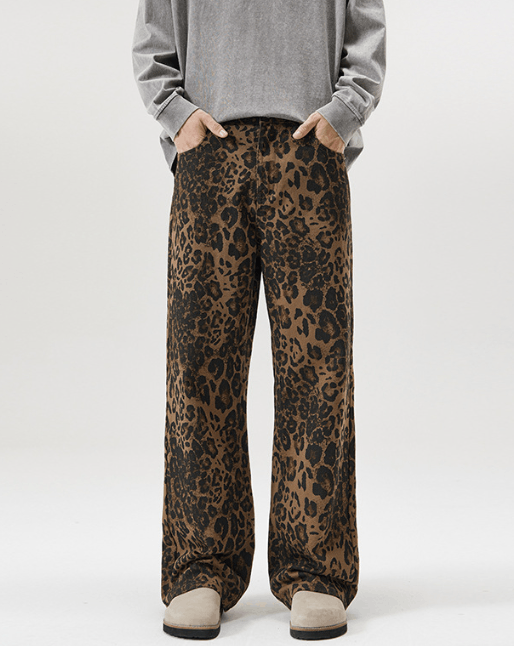 Japanese Brand Leopard print vintage American loose baggy jeans Size US 34 / EU 50 - 1 Thumbnail