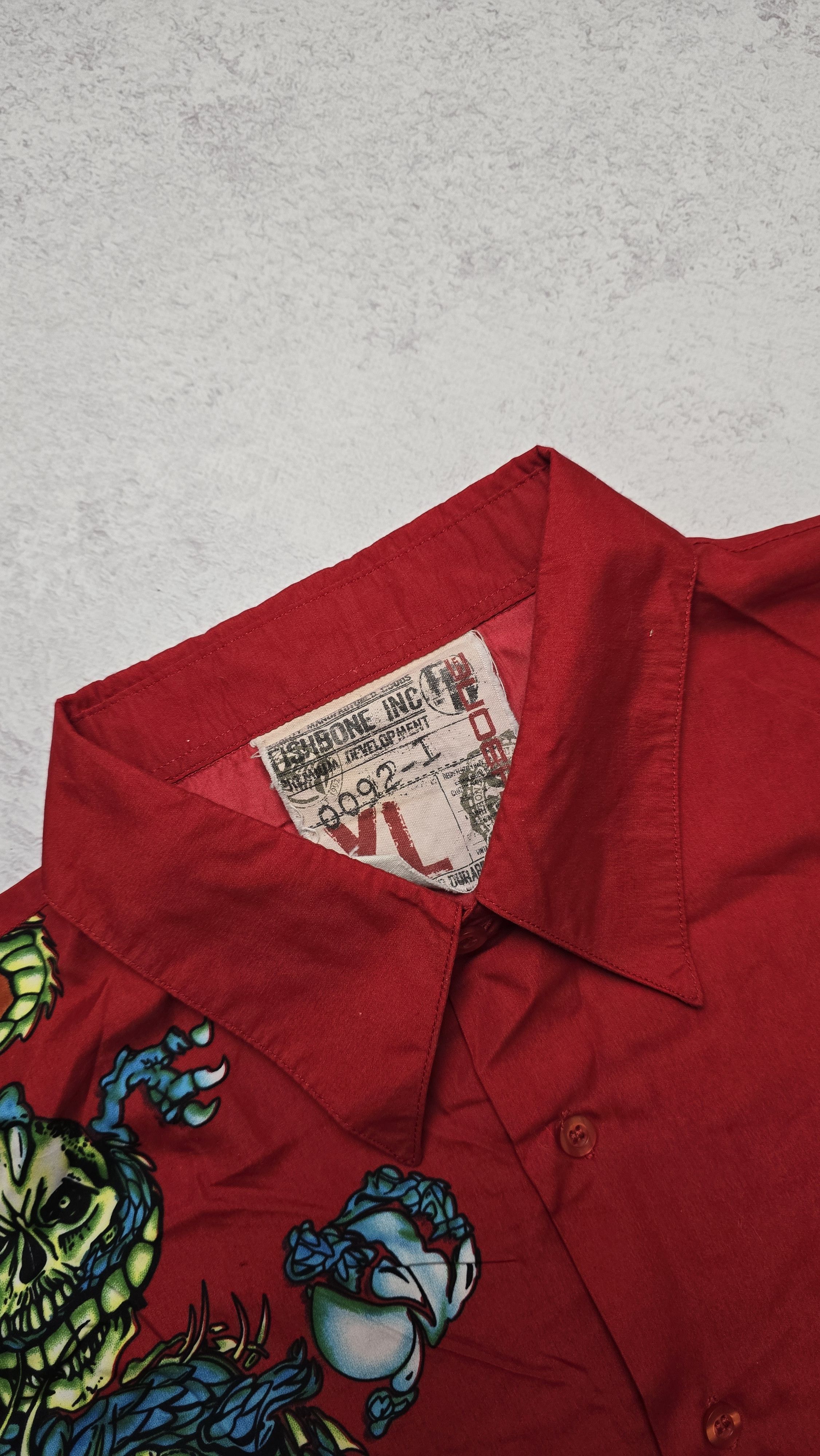 Other Fishbone Dragon Graphic Button Up Shirt Red Vintage Y2K Size US XL / EU 56 / 4 - 8 Thumbnail