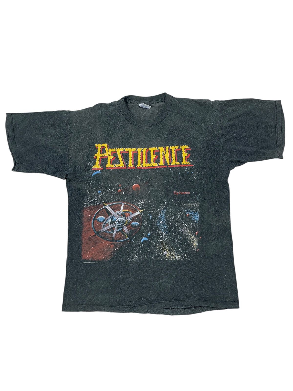 Band Tees Vintage 1993 Pestilence Spheres Band T-shirt Blue Grape Rare Size US L / EU 52-54 / 3 - 1 Thumbnail