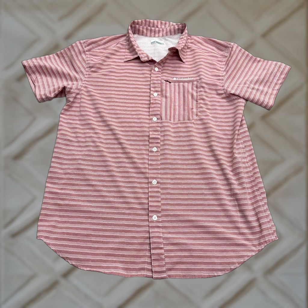 Twisted X Columbia Omni Shade Twisted Flight Shirt Mens Large Red Striped Outdoor Casual Shirt Size US L / EU 52-54 / 3 - 1 Thumbnail