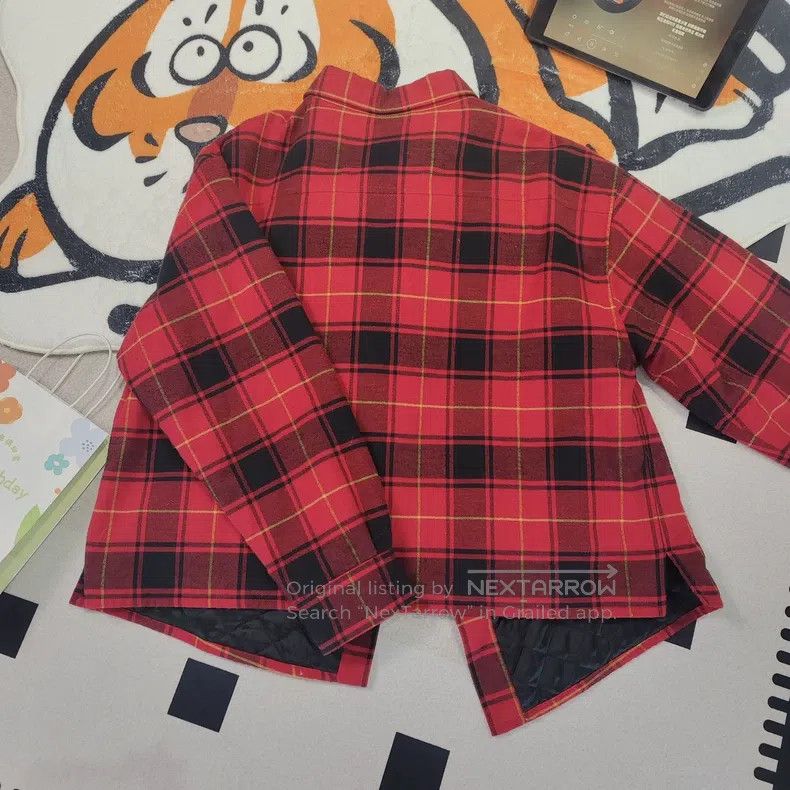 Balenciaga Black and Red Plaid Cotton Jacket