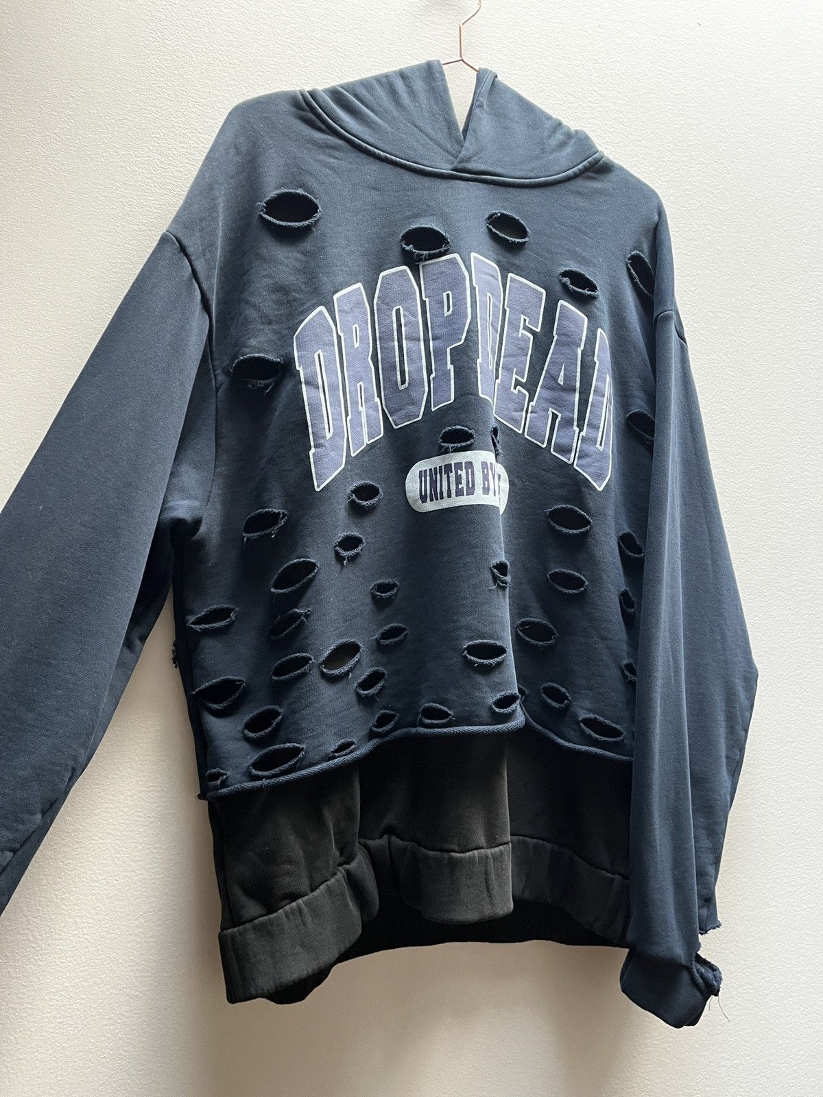 Drop Dead Drop Dead Layered Distressed Hoodie (unisex) Size US S / EU 44-46 / 1 - 7 Thumbnail