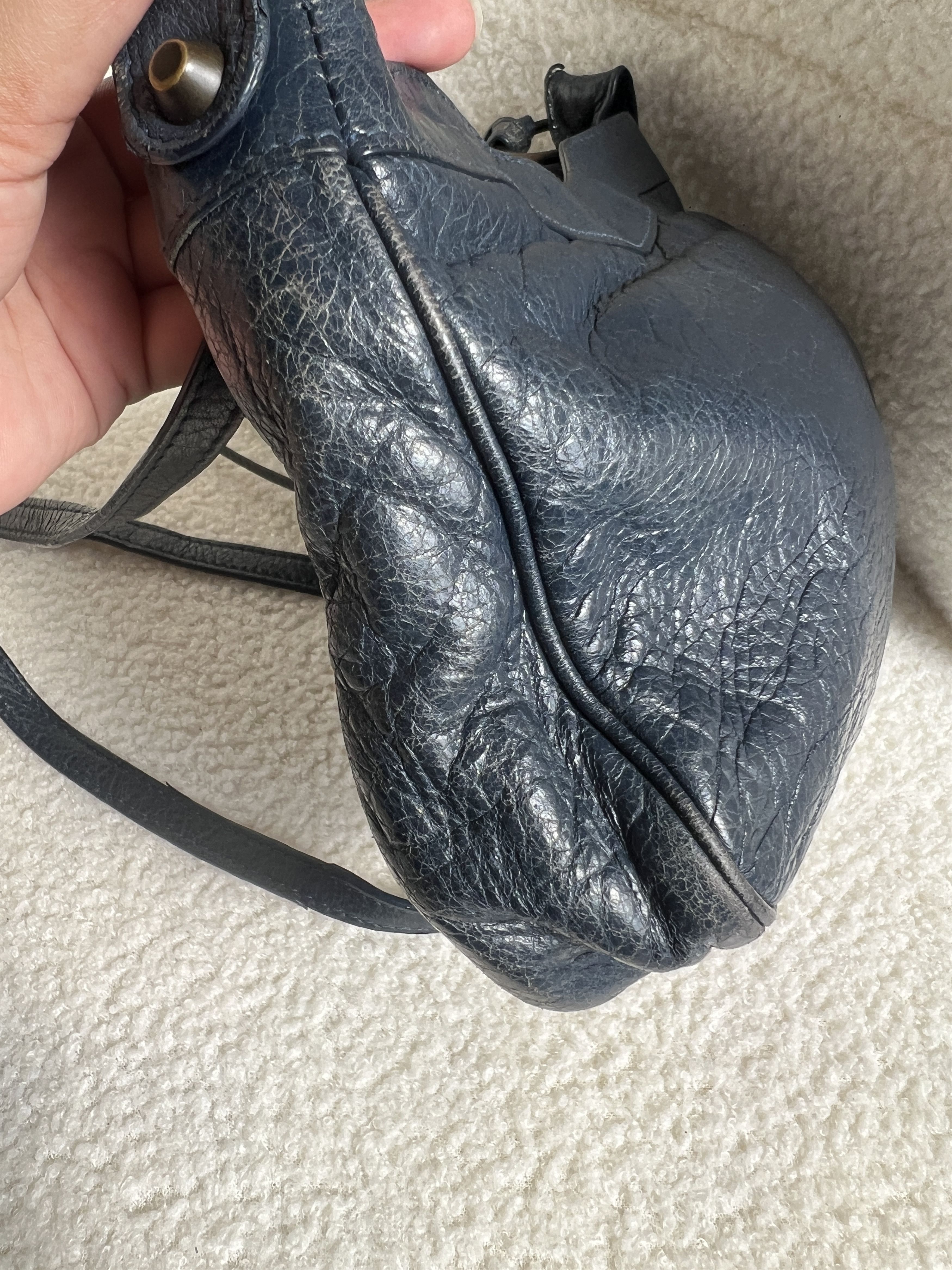 Balenciaga Authentic Balenciaga Navy Blue Hip City Leather Bag Size ONE SIZE - 5 Thumbnail