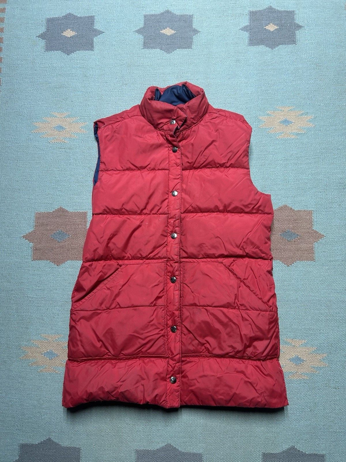 Vintage 80s down filled puffer vest jacket poly cotton reversible M Size US M / EU 48-50 / 2 - 8 Thumbnail