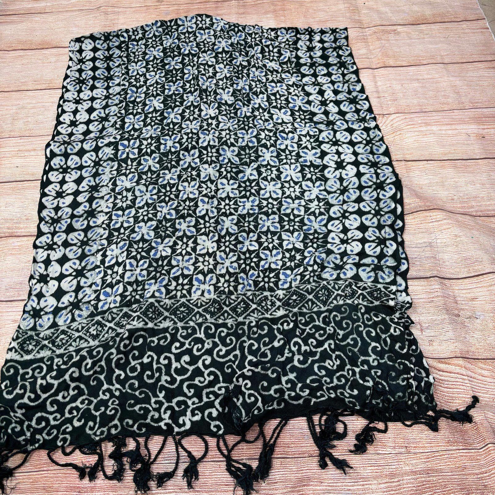 Other Vintage Bohemian Patterned Scarf with Fringe Size ONE SIZE - 4 Thumbnail