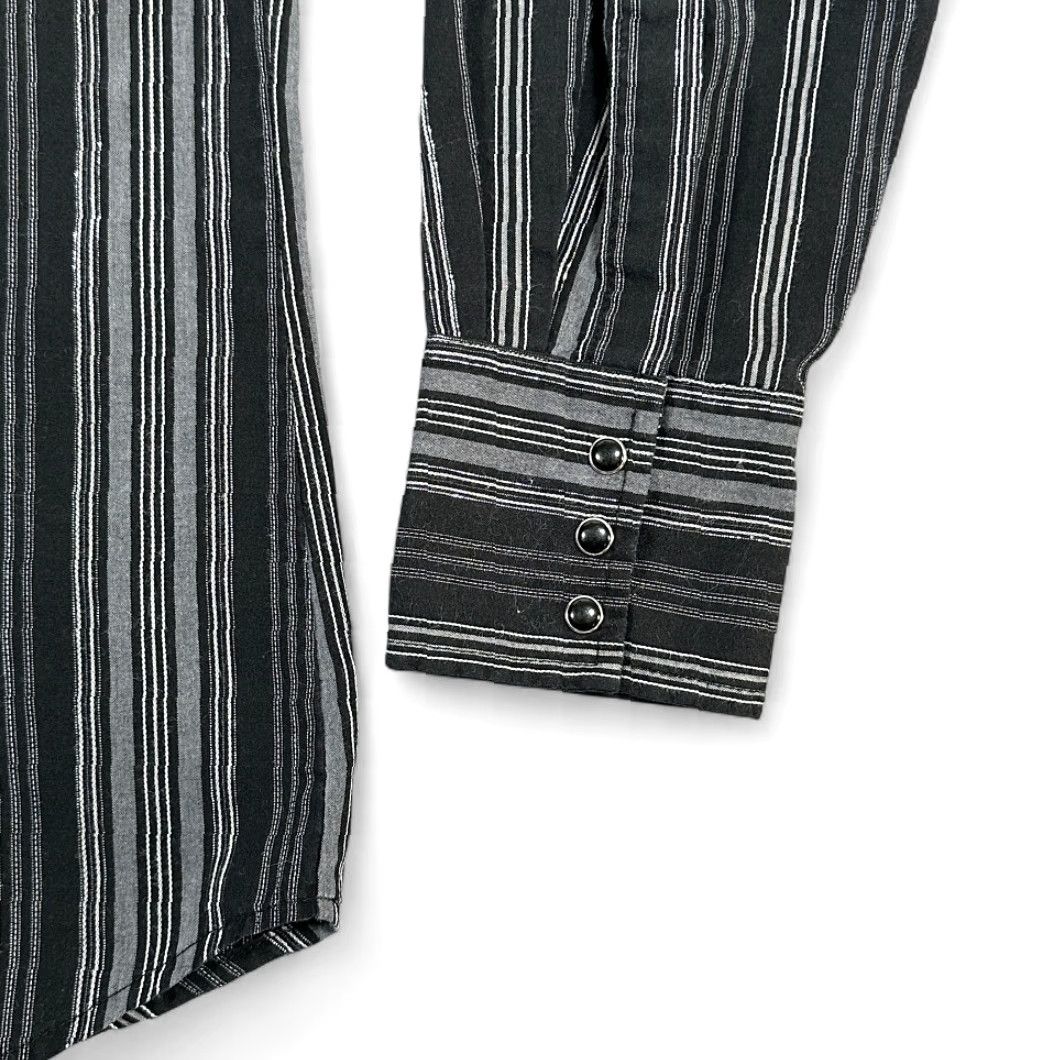 Wrangler Wrangler Western Shirt Adult MEDIUM Black Gray Silver Striped Pearl Snap Cowboy Size US M / EU 48-50 / 2 - 6 Thumbnail