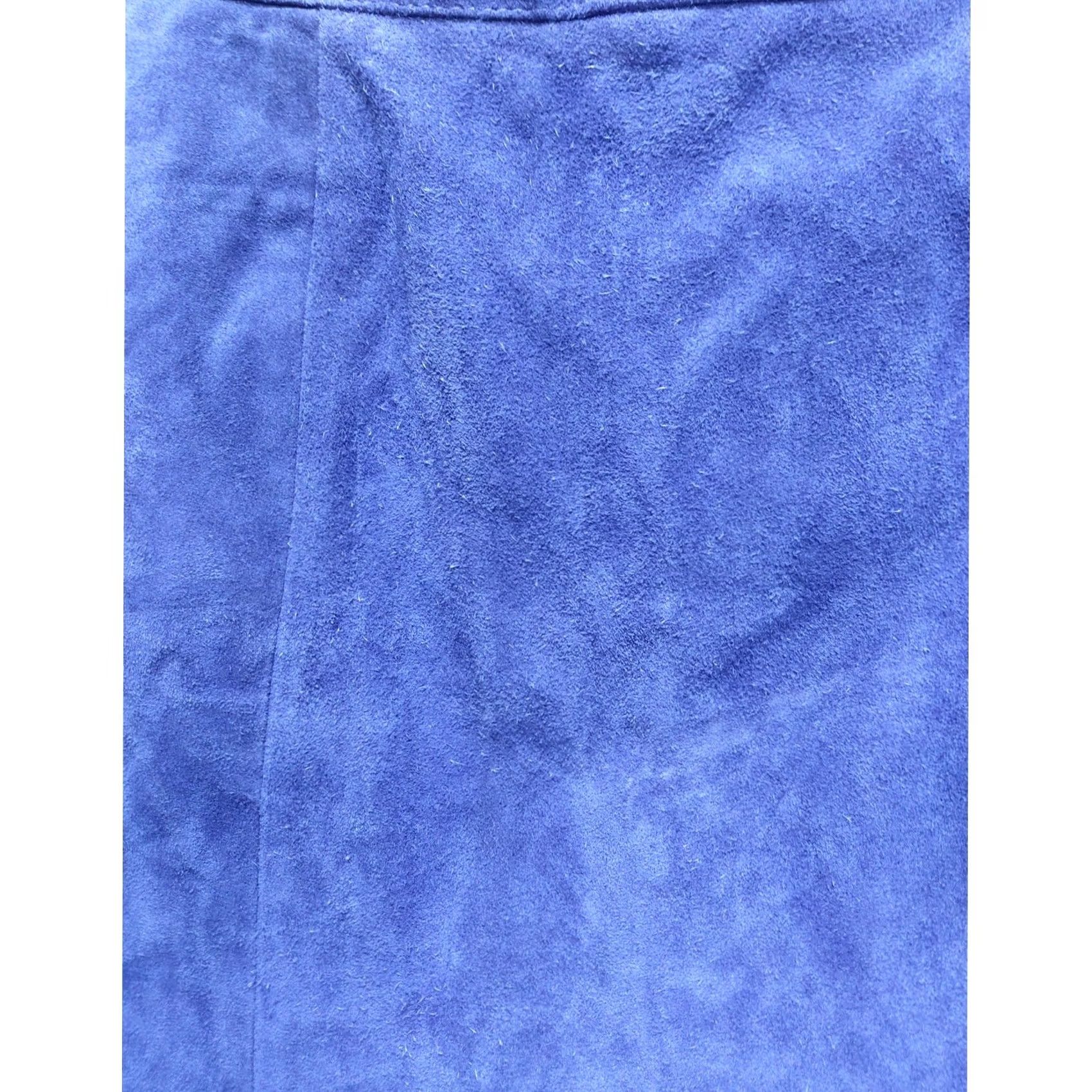 Vintage VINTAGE Outerwear by Phoenix Blue Leather Skirt Solid Lined Size 10 Size 32" / US 10 / IT 46 - 4 Thumbnail