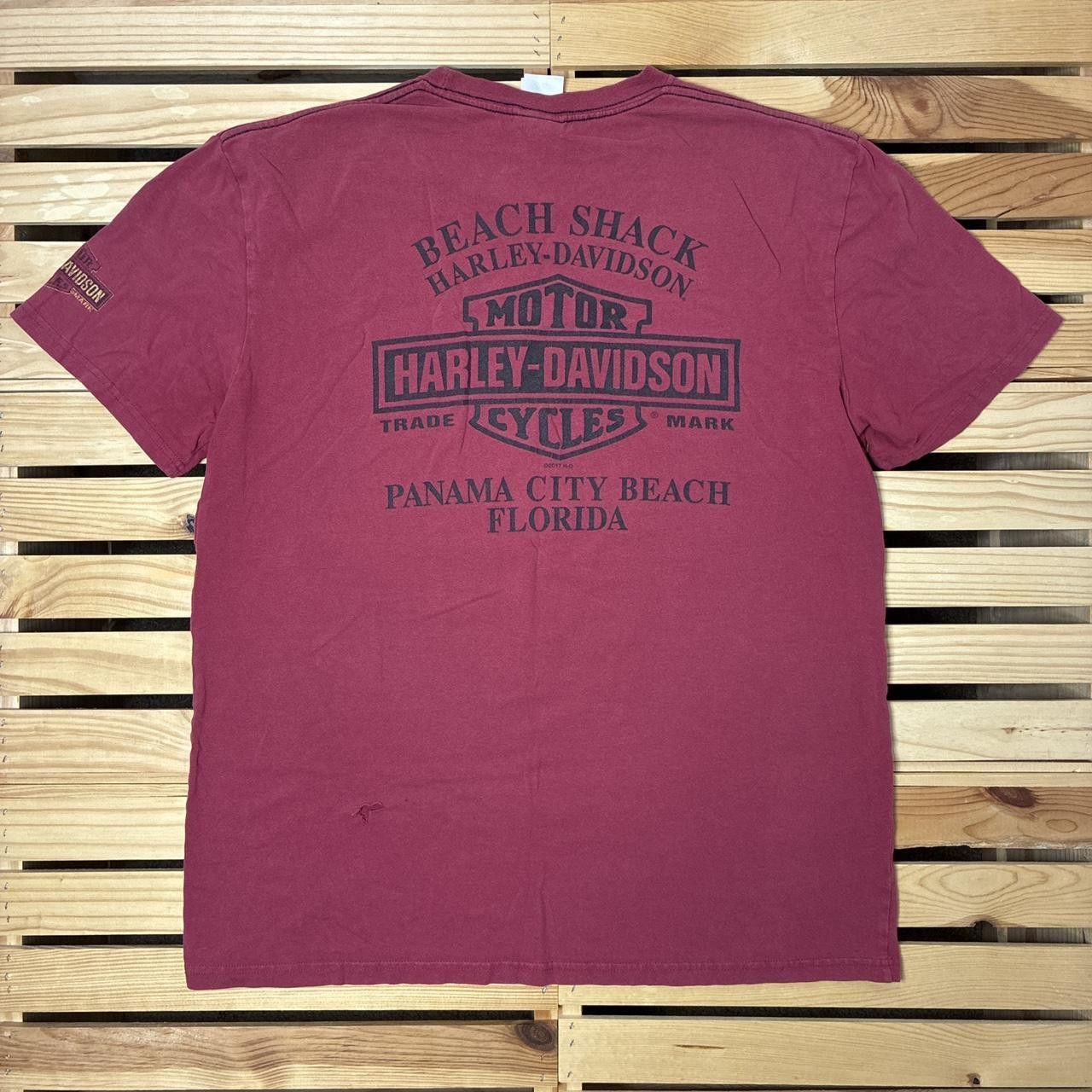 Harley Davidson Harley Davidson FL 2018 Burgundy Biker Tee Size Large Size US L / EU 52-54 / 3 - 2 Thumbnail