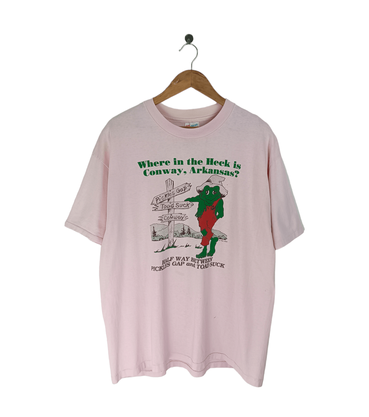 VINTAGE 90'S ADULT HUMOR CONWAY ARKANSAS GREEN FROG FUNNY TS