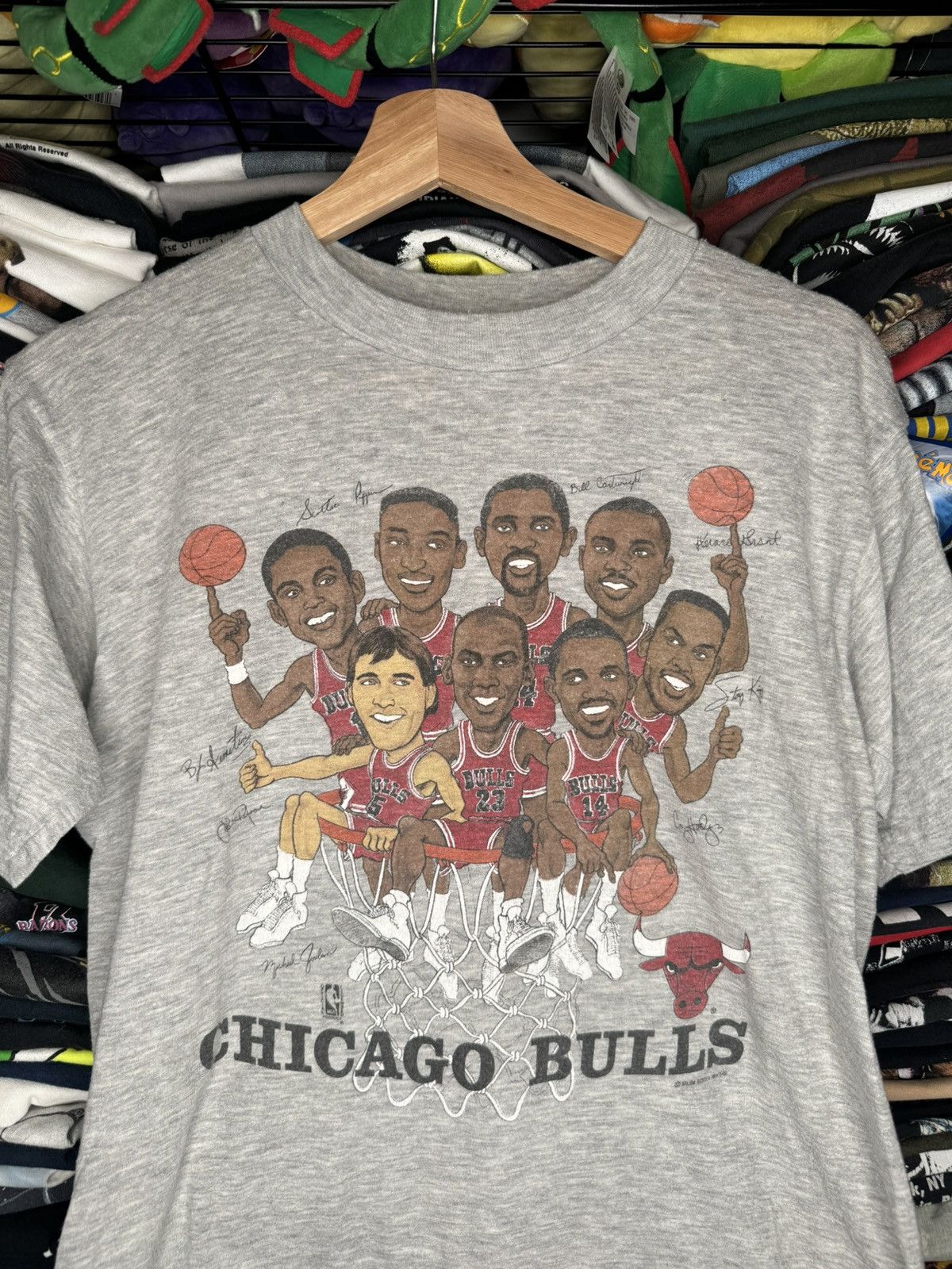 NBA × Salem Sportswear × Vintage Vintage 1991 Chicago Bulls Salem Sportswear Caricature Tee Size US M / EU 48-50 / 2 - 2 Thumbnail
