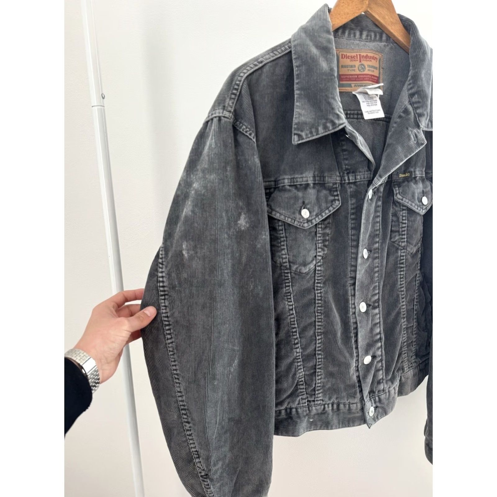 Diesel VINTAGE Diesel Corduroy Jacket 90s Bomber Shirt Mens XL-XXL Dark Gray Size US XXL / EU 58 / 5 - 4 Thumbnail