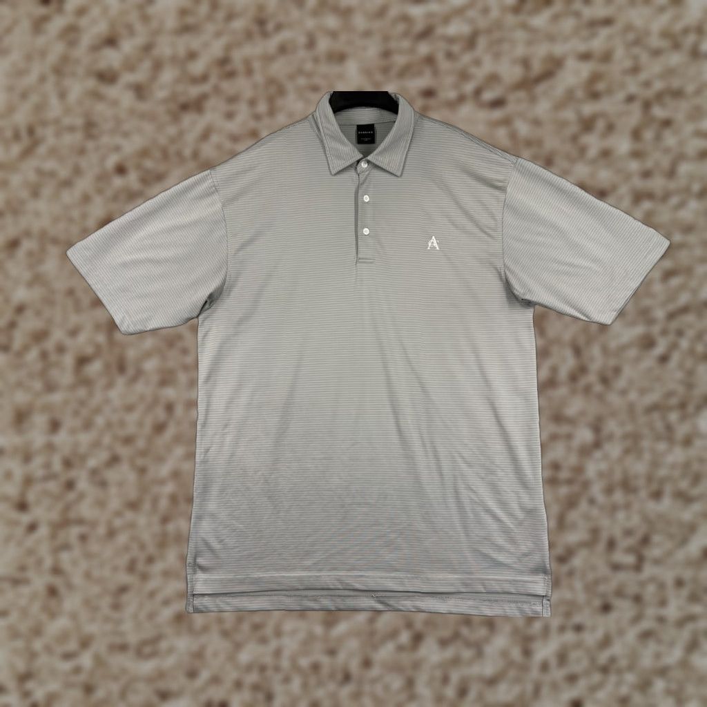 Vintage Dunning Polo Shirt Mens 2XL Gray Striped Polyester Blend Polo Shirt 2XL Blue Golf Golfers Sport American Polo Mens Size US XXL / EU 58 / 5 - 1 Thumbnail