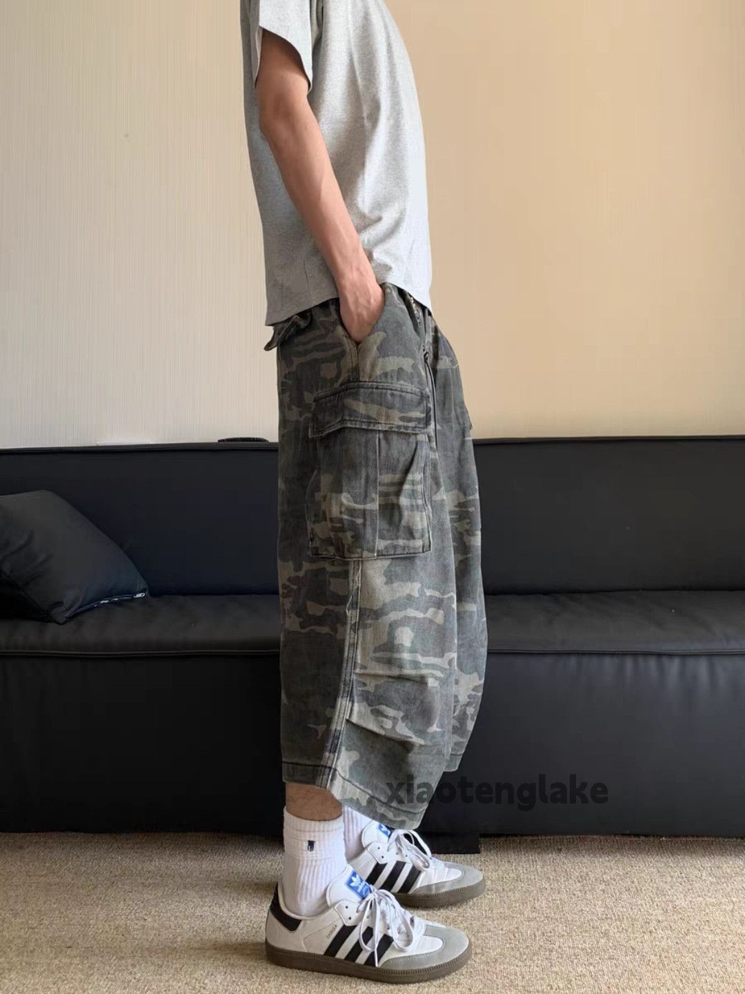 Designer Unisex outdoor loose baggy hiphop cargo camo shorts Size US 30 / EU 46 - 5 Thumbnail
