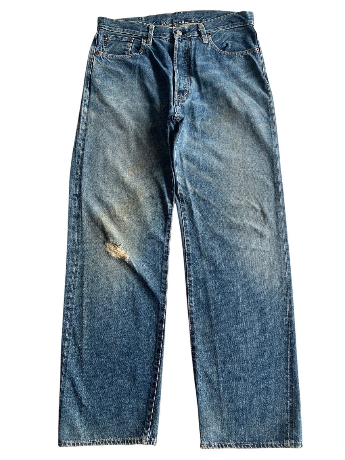 Japanese Brand × Kapital × Vintage SPELLBOUND DOMINGO SELVEDGE BUTTON FLY DISTRESSED DENIM Size US 32 / EU 48 - 1 Thumbnail