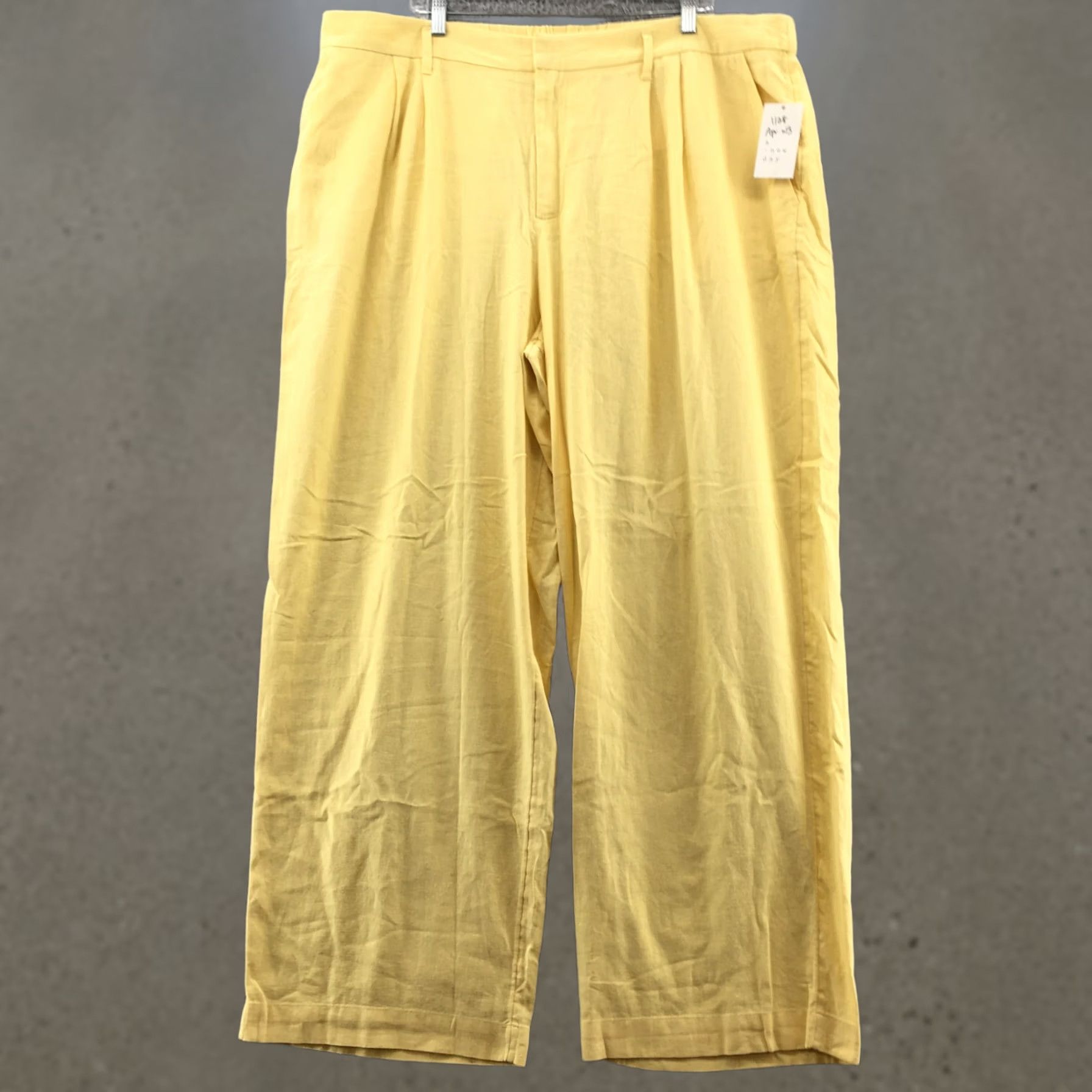 Vintage A New Day Colette Pants Womens 22 Yellow Linen Blend Wide-Leg High Rise NEW Pants Shirt Size 40" / US 18 - 1 Thumbnail