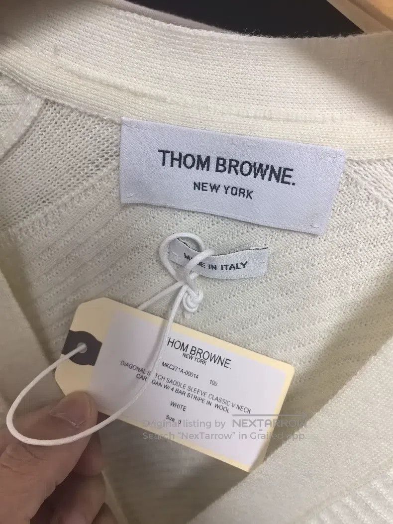 Thom Browne Thom Browne Wool Cardigan Beige Size US XL / EU 56 / 4 - 4 Thumbnail