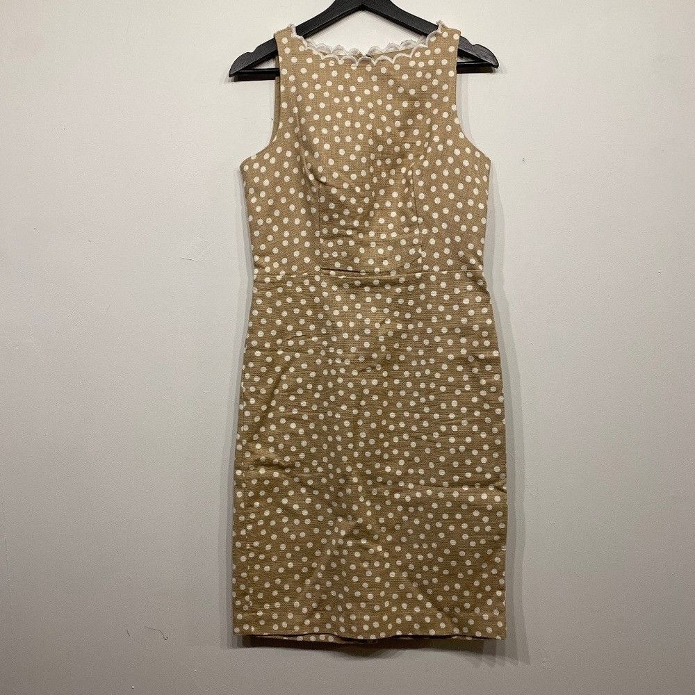 Ann Taylor Ann Taylor Dotted Scallop Neck Sheath Midi Dress Size XS / US 0-2 / IT 36-38 - 2 Thumbnail