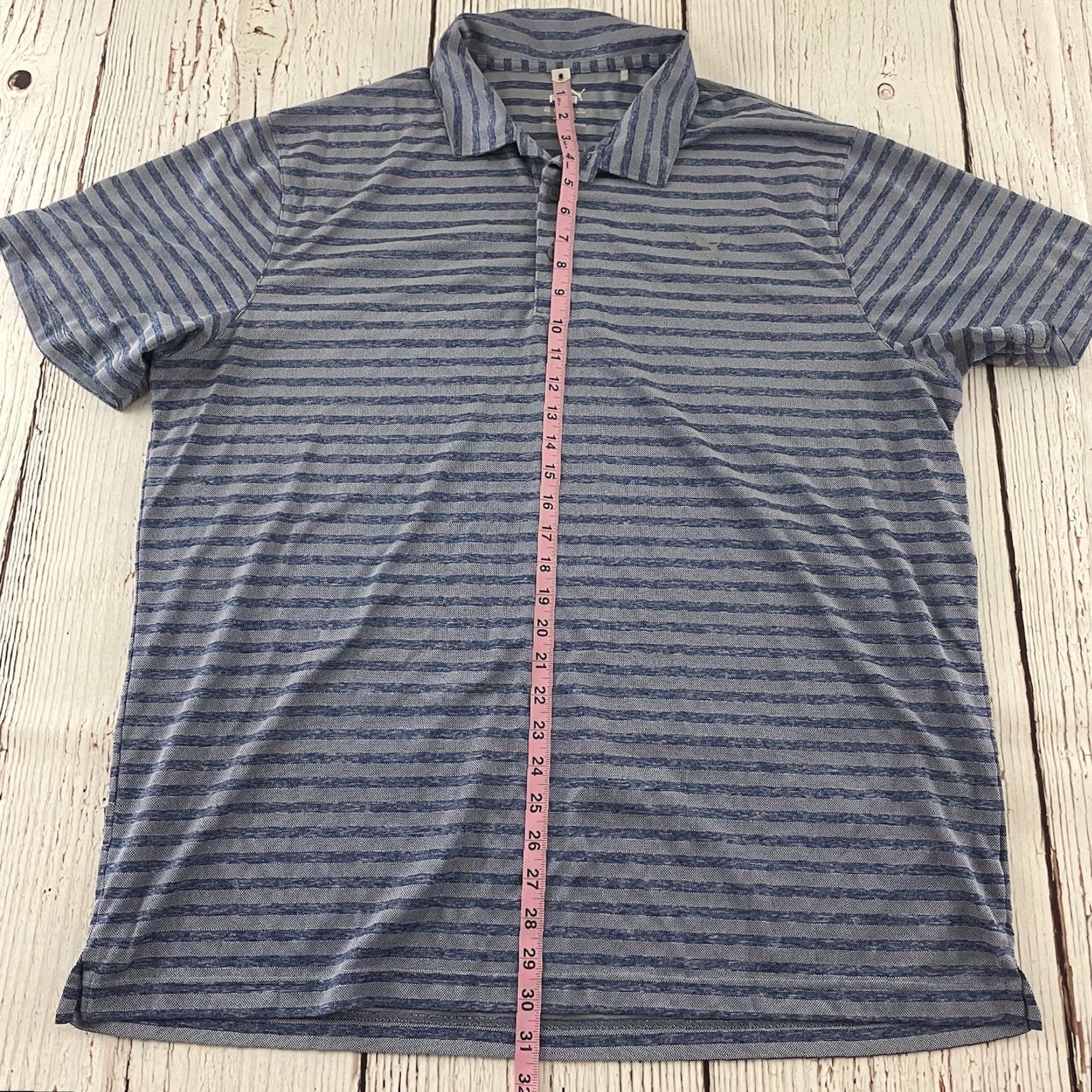 Puma PUMA Striped Short Sleeve Button Front Golf Polo Shirt Men's XXL Gray Blue Size US XXL / EU 58 / 5 - 5 Thumbnail
