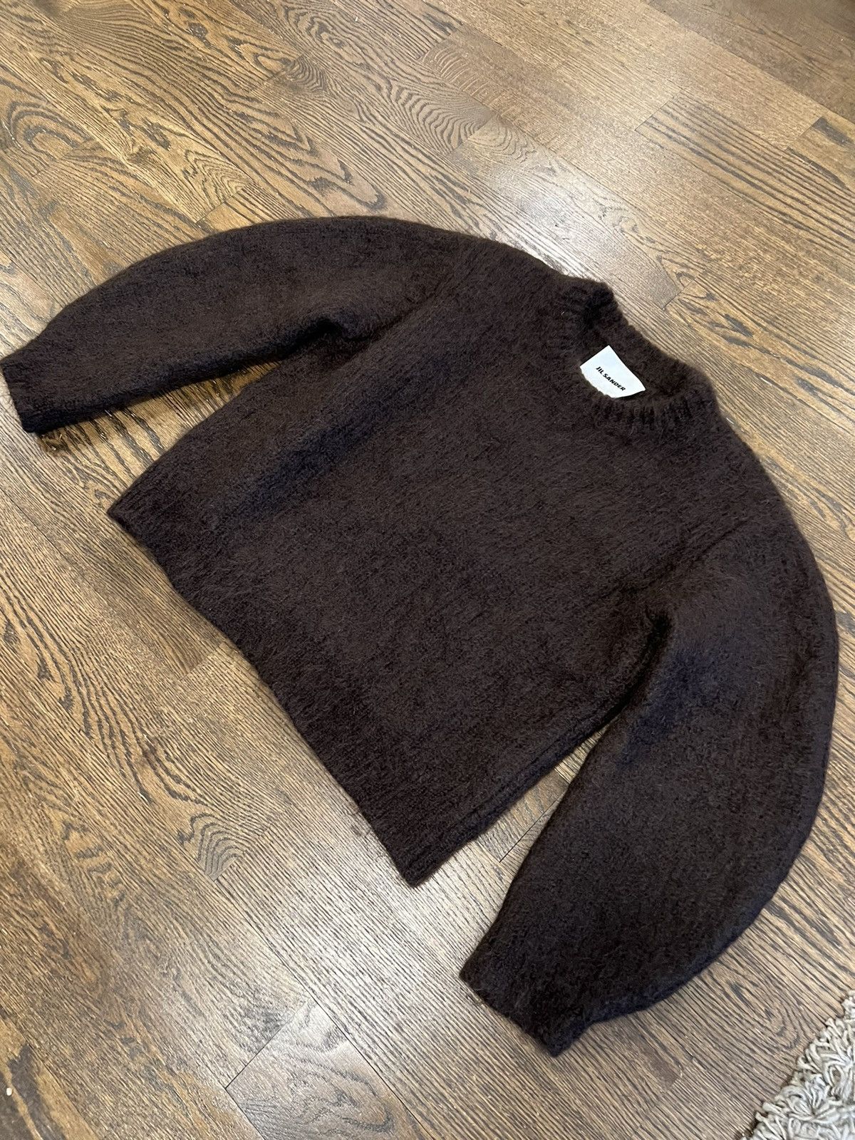 image of Jil Sander Fuzzy Mohair Brown Sweater, Men's (Size Small)