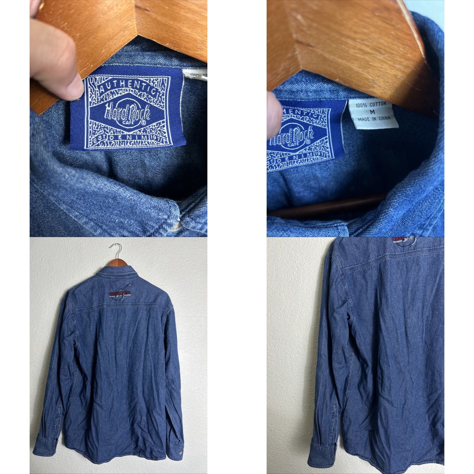 Hard Rock Cafe VINTAGE Hard Rock Denim Button-Down Shirt Long Sleeve M Blue Men Shirt Size US M / EU 48-50 / 2 - 8 Thumbnail