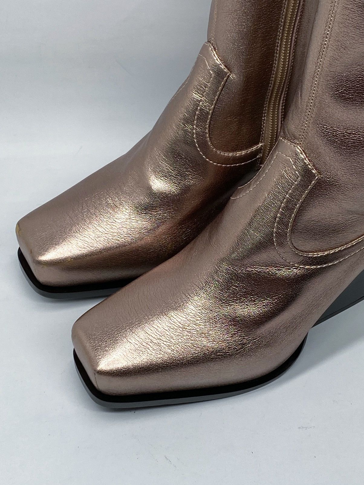 Stella McCartney Stella McCartney Gold Faux Leather Zip Boots size 36.5 Size US 6.5 / IT 36.5 - 5 Thumbnail
