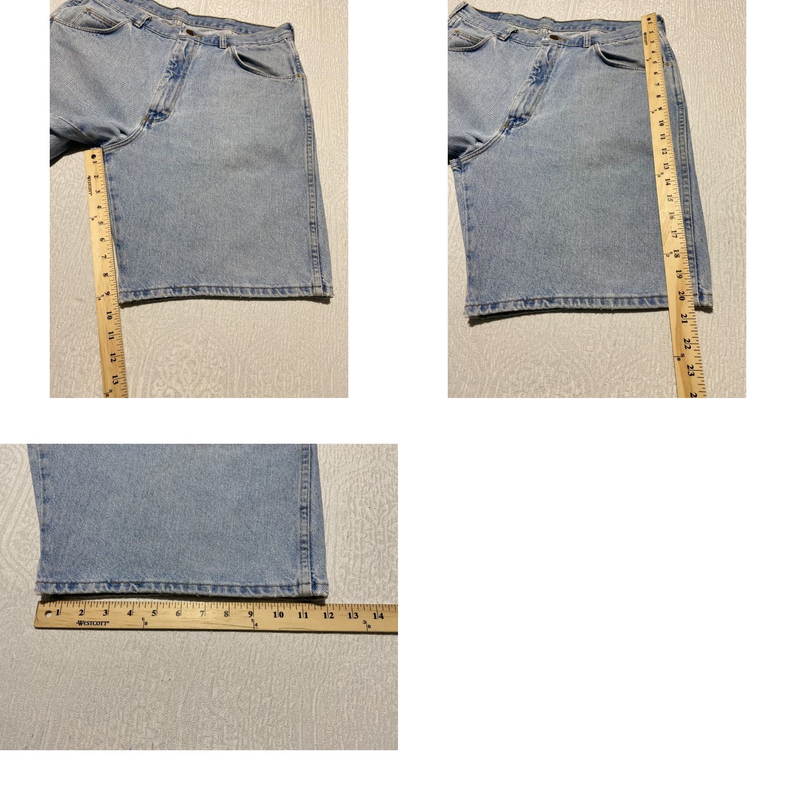 Wrangler VINTAGE Wrangler Jeans Shorts Men 36 Blue Light Wash Jorts Bermuda 5-Pocket Distressed Pockets 90s Style Casual Mens Size US 36 / EU 52 - 8 Thumbnail