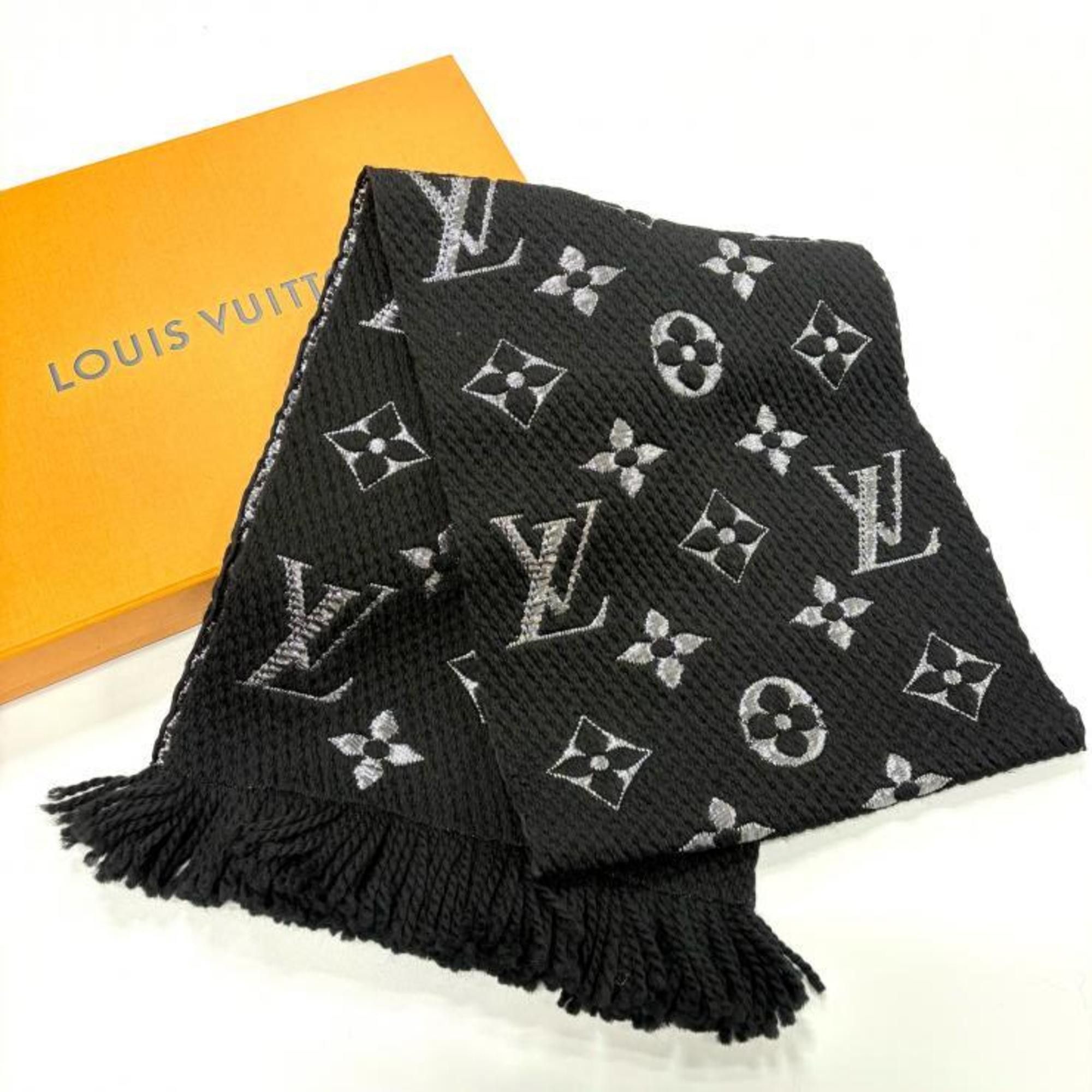 Louis Vuitton LOUIS VUITTON Echarpe Logomania Noir Scarf M75833 Made in Italy Wool Silk Black Silver Louis Vuitton Size ONE SIZE - 1 Thumbnail