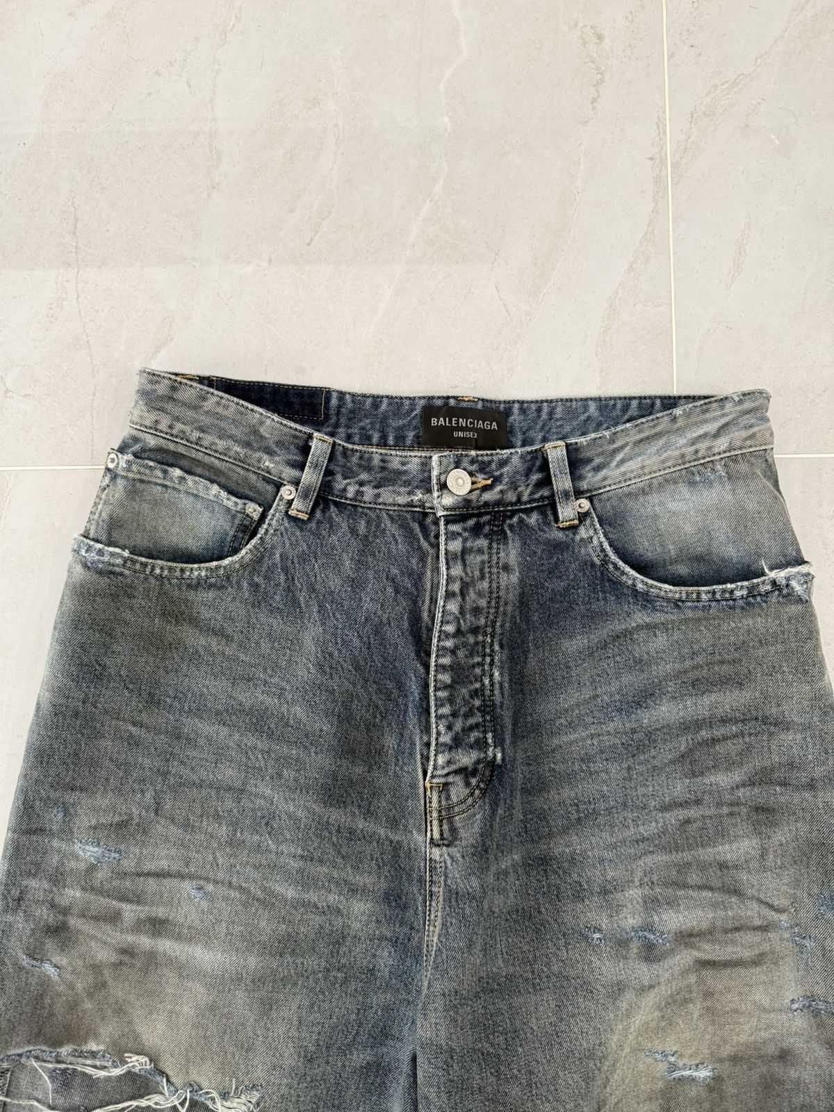 Balenciaga *RARE* Balenciaga SS23 Mud Oil Spilled Denim Baggy Version Size US 32 / EU 48 - 5 Thumbnail