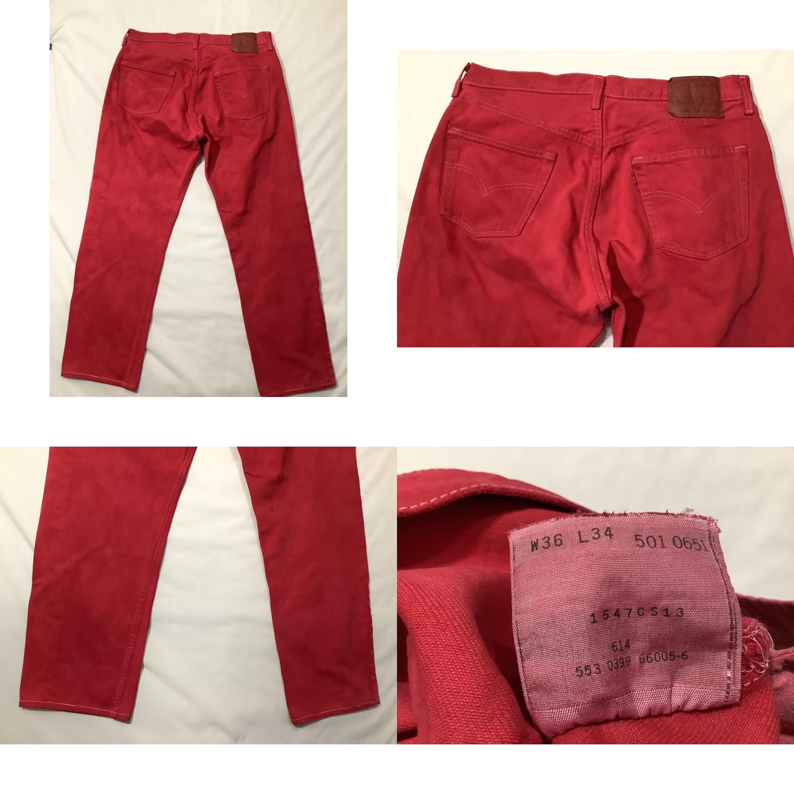 Levi's VINTAGE Levi's 501 Jeans Mens 32x29 Red Button Fly United States 90s Cotton Denim Straight Size US 32 / EU 48 - 8 Thumbnail