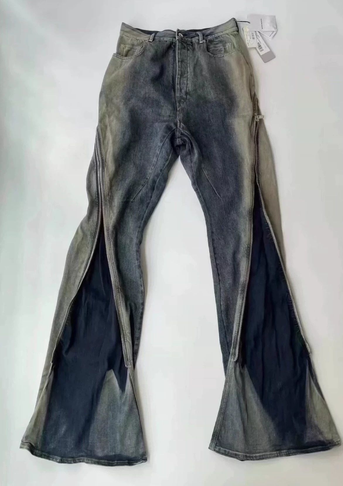 Rick Owens Washed gradient jeans wide-leg zipper pants