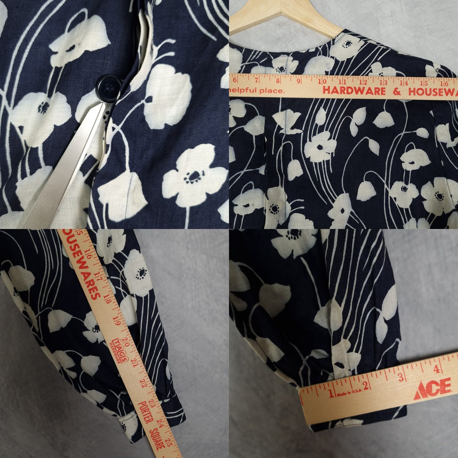 Valentino VINTAGE Valentino Top Womens 42 / US 6 Blue Floral Linen Relaxed Romantic Blouse 100% Linen Size M / US 6-8 / IT 42-44 - 9 Thumbnail