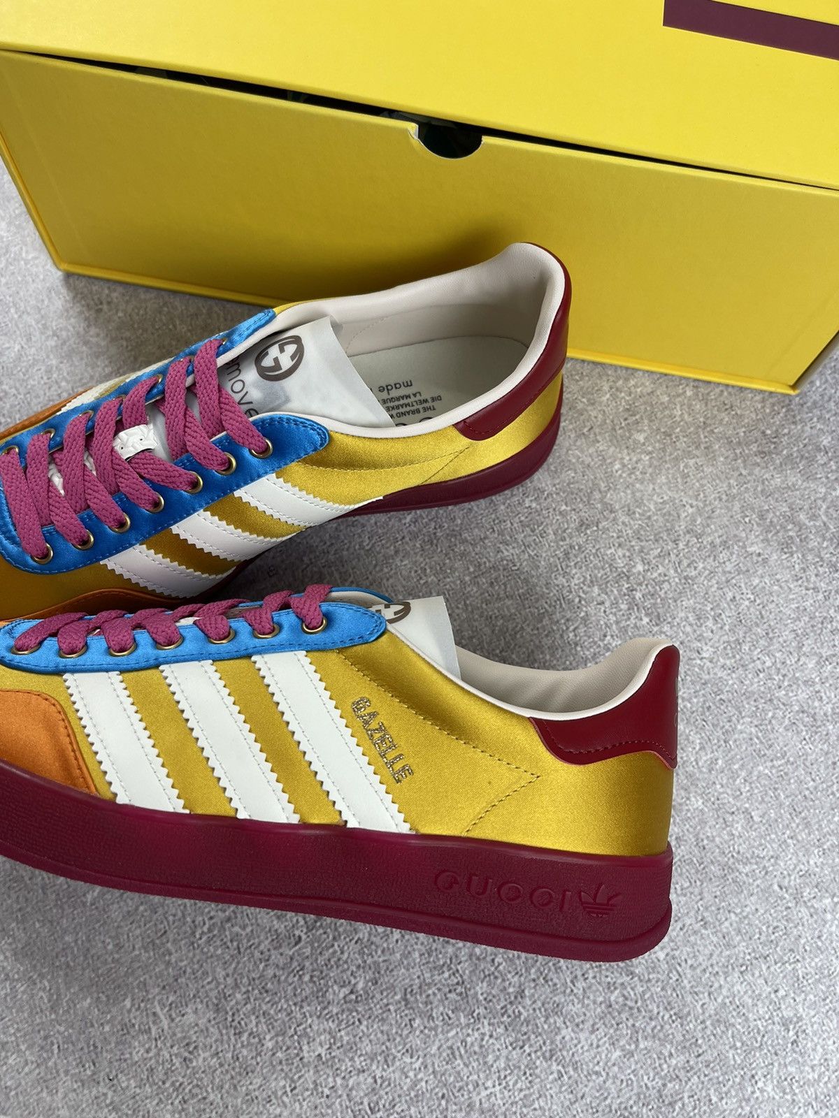 Gucci Adidas × Gucci Gazelle Yellow/White/Red Sneakers Size 37 1/3 Size US 6 / IT 36 - 2 Thumbnail