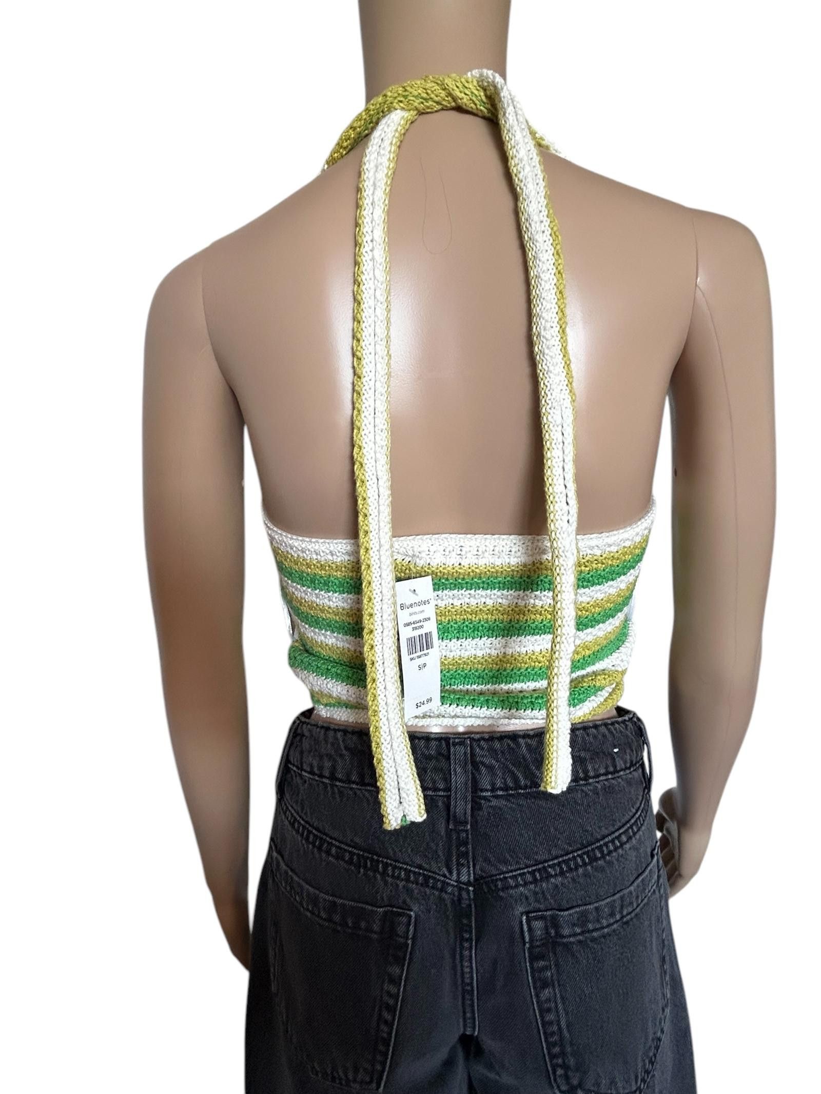 Designer Bluenotes Striped Crochet Halter Top - Size S Size S / US 4 / IT 40 - 4 Thumbnail