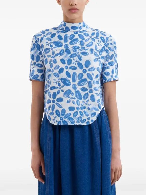 Marni o1w1db11125 Patterned T-Shirt in White Size L / US 10 / IT 46 - 2 Thumbnail
