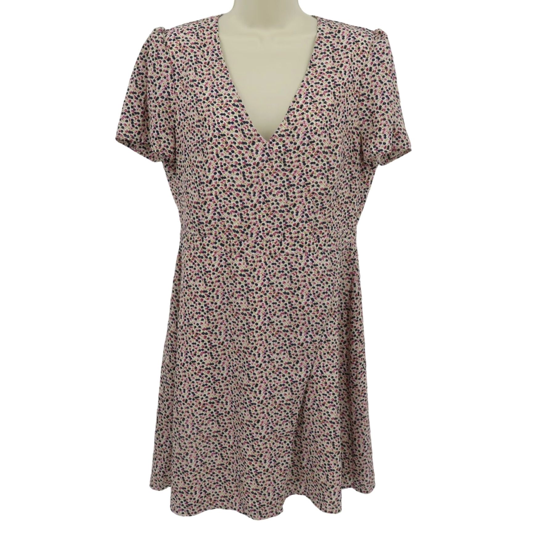 Vintage J Crew Women 10 Pink Blue Flower Floral V Neck Short Sleeve Sundress Dress Chic Size 32" / US 10 / IT 46 - 2 Thumbnail