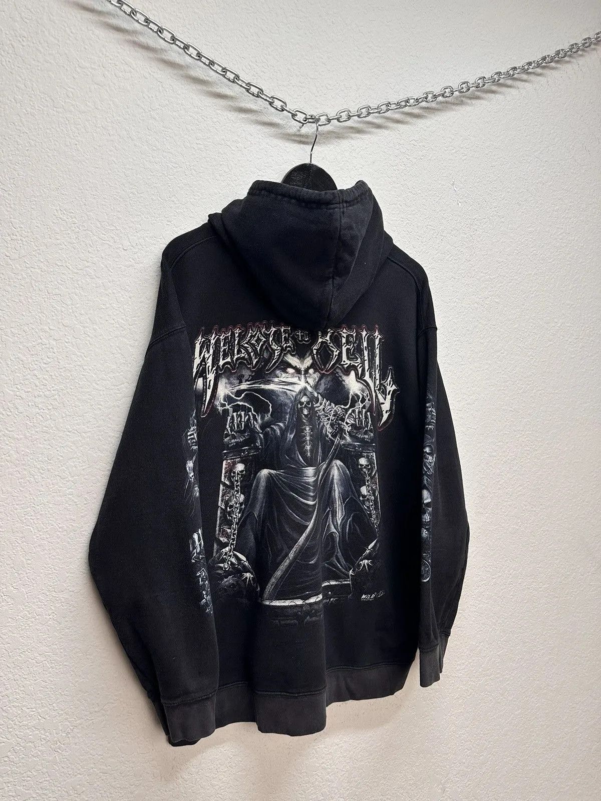 Band Tees Vintage Hoodie Welcome To Well Gothic Punk Wild 90s skull Size US XL / EU 56 / 4 - 12 Thumbnail